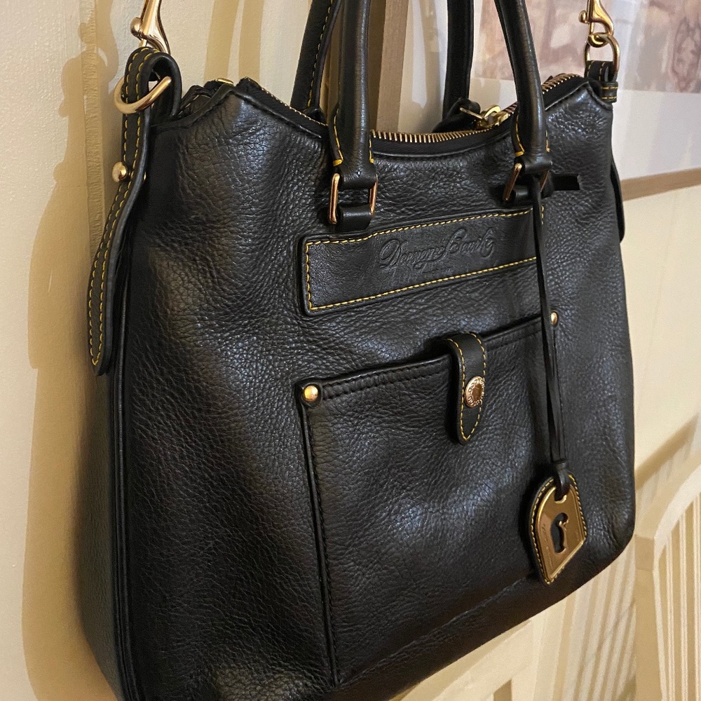 Dooney & Bourke Genuine Florentine Vacchetta Leather Satchel, Black